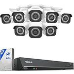 Reolink 4K PoE CCTV Camera Systems, 16CH 4TB HDD NVR Long-term Reliability for Continuous Recording, 8X 4K Security Camera Outdoor with Smart Person/Vehicle Detection, Night Vision, Audio, RLK16-800B8