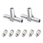 Pysrych Stainless Steel 304 Hose barb Tee Union 1-1/4" Barbed x 1-1/4" Barbed x 1-1/4" Barbed 3-Way Hoses Connector Fitting, 2pcs with 6 Hose Clamps