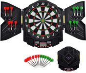 COSTWAY Electronic Dartboard, Automatic Scoring Dart Board Set with Cabinet, 4 LED Display, 216 Game Modes & 12 Darts, Up to 8 Players
