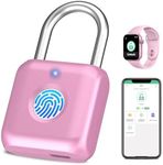 Fingerprint Padlock eLinkSmart Gym Locker Lock for Girls Women with Phone App iOS Watch Metal Keyless Combination Locks for School Sports Locker Toolbox Hasp Storage Pink