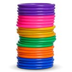 Topbuti 24 Pcs Multicolor Plastic Toss Rings Ring Toss Game Carnival Rings for Speed and Agility Practice Games, Garden Backyard Outdoor Games, Bridal Shower Game, Game Booth （3.1 Inch）