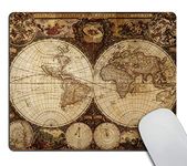 Wasach Vintage World Map Mouse pad, Image of Old Map in 1720s Nostalgic Style Art Historical Atlas Mouse Pad,Brown Beige