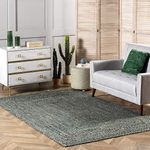 nuLOOM Hand Braided Otelia Denim and Jute Area Rug, 3' x 5', Green