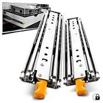 AOLISHENG 1 Pair Heavy Duty Drawer Slides with Lock 12 14 16 18 20 22 24 26 28 30 32 34 36 38 40 44 48 52 56 60 Inch 500 lb Load Capacity Side Mount Full Extension Ball Bearing Industrial Locking Rail