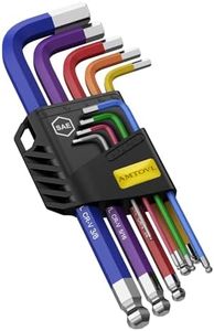AMTOVL Hex Key Set, 9PCS Imperial Allen Key Set, 1/16-3/8Inch, Long Ball End Hex Wrench Set, Color Coding Hex Key Set for Vehicle, and Bicycle Repairs