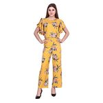 POPWINGS Women's Midi Jumpsuit (POPT03128_Yellow_Large)