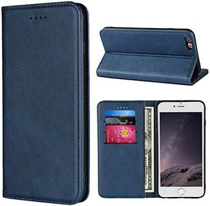 Cavor for iPhone 6 Plus Case,iPhone 6s Plus Case,Cowhide Pattern Leather Magnetic Wallet Case Cover with Card Slots(5.5")-Navy Blue