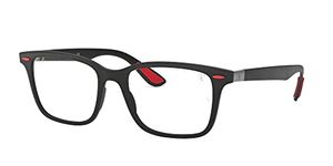 Ray-Ban RX7144M Scuderia Ferrari Collection Square Prescription Eyeglass Frames, Matte Black/Demo Lens, 53 mm