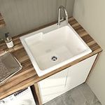 Uutility Sink/Laundry Sink in White Acrylic 24 x 21 1/16 x 11 3/4 (Strainer not Included)