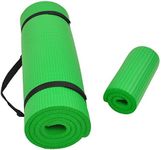 Signature Fitness All Purpose 1/2-Inch Extra Thick High Density Anti-Tear Exercise Yoga Mat and Knee Pad with Carrying Strap, Green