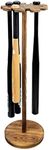 MyGift Rustic Brown Wood Baseball Bat Holder Display Rack - Round Solid Wood Freestanding Ball Field Dugout Sport Equipment Storage Stand, Holds 9 Bats