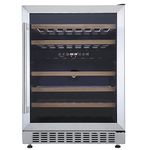 Cookology CWC605SS Freestanding Undercounter Fridge Cabinet 60cm Wine Cooler, 54 Bottle, 135L Capacity, with Digital Temperature Control and Reversible Door - in Stainless Steel