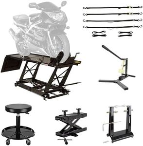 Black Widow Essential Motorcycle Shop Kit - 1,000 lb. Hydraulic Lift Table, Jack, Tire Bead Breaker, Wheel Balancer, Tie-Down Straps - Home or Garage