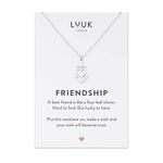 LUUK LIFESTYLE stainless steel necklace with heart I anchor pendant and friendship greeting card, lucky charm, friendship chain, jewellery, birthday present, Christmas, silver