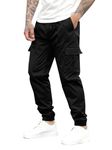 Vogaan Casual Solid Men's Regular Cargo Pants with Multiple Pockets | Cotton Cargos for Men (Black-32)