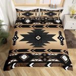 Erosebridal Western Duvet Cover Vintage Geometry Triangle Diamond Comforter Cover,Boho Western Bedding Sets King,Southwestern Native Aztec Bedding Ethnic Tribe Arrow Sriped Room Decor,Black Brown