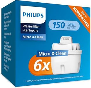 Philips Water Wasserfilter-Kartuschen, 6er-Pack, Brita-kompatibel, reduziert MIKROPLASTIK, CHLOR, KALK, SCHWERMETALLE