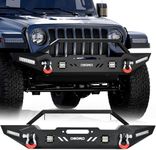 OEDRO Front Bumper Compatible for 87-06 Jeep Wrangler TJ & YJ & LJ Rock Crawler Bumper with Winch Plate Mounting & 4X LED Lights & 2X D-Rings Off Road