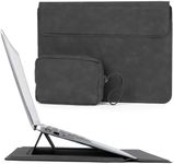Allinside Laptop Sleeve 13-14 Inch Stand Case for MacBook Air 13 2018-2024 (M2 A2681 M1 A2337)/ MacBook Pro 13 2016-2024 (M2 A2686 M1 A2338 A2251 A2289 A2159), PU Leather Case with Pouch, Black