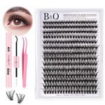 DIY Lash Extension Kit 280pcs Individual Lashes Cluster B&Q D Curl Eyelash Extension Kit Lash Clusters with Lash Bond and Seal and Lash Applicator Tool for Self Application (KIT,40D-D-9-16MIX)