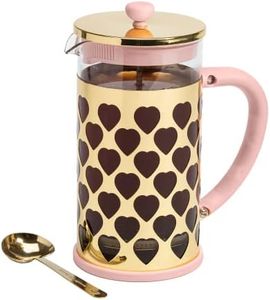 Paris Hilton French Press Coffee Maker With Heart Shaped Measuring Scoop, 2-Piece Set, 8-Cup or 34-Ounce, Pink