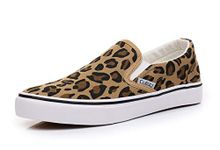 Cull4U Women's Classic Slip On Trainer Shoes, Leopard, 6.5