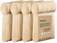 MATANA 100% Natural Bamboo Wooden Spoons 5.5" Inch/ 14cm (200 Pack) Compostable Cutlery, Biodegradable Utensils for Garden Party, Summer Events, Catering, Takeaway
