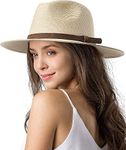 FURTALK Panama Hat Sun Hats for Women Men Wide Brim Fedora Straw Beach Hat UV UPF 50