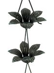 Zeckos Verdigris Finish Metal Lily Flower Rain Chain w/Attached Hanger 48 Inch