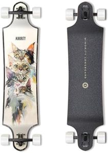 MINORITY Downhill Maple Longboard | 40-inch Drop Trough Deck | Made for Cruising Urban Commuting Ride (Kitty)