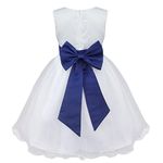 iiniim White Flower Girl Dresses Big Bow Princess Weddings Christening Party Tulle Baby Girl Dresses Age 2-14 Years Navy Blue 3 Years