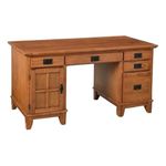 Bowery Hill Desk Style Wood Pedestal Storage Computer Desk in Cottage Oak