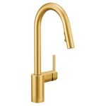 Moen 7565BG Align One-Handle Modern Kitchen Pulldown Faucet with Reflex and Power Clean Spray Technology, Brushed Gold, 3.80x24.60x12.10