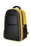 RASHKI Aero Overnighter Backpack 15.6" Inch Laptop Travel Backpack for men and women with Rain and Dust Cover | USB Port (36 litres vegan leather) (Black) (Without Smart Tracker, Yellow)