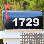 Mailbox Numbers Sticker Decal Die Cut Bold Gothic Style Vinyl Number 4" Self Adhesive 4 Sets White for Mailbox, Signs, Window, Door, Cars, Trucks, Home, Business, Address Number, Indoor or Outdoor