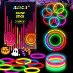 JIJI&CUI 100pcs Glow Sticks, Glow Sticks Party Packs, Neon Glowsticks for kids with Connectors to make Glow Bracelets Necklaces for Dark Party Supplies Glowsticks for Party Decoration, Festival