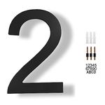 JILANLO 8" Large Floating House Numbers,Balck Acrylic Anti-Rust House Numbers,Modern House Address Street Numbers Garden Door Mailbox Decor Number with Matching Screw,Number 2