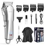 Hair Clippers for Men, Cordless Barber Hair Grooming Kit, Professional Hair Trimmer, Beard Trimmer,Rechargeable Home Haircut for Men Women Kids Children LED Display USB Rechargeable Gold&Silver