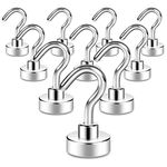 Neosmuk Magnetic Hooks for Cruise Cabins, 22lb+ Heavy Duty Strong Metal Magnets with Hooks, Hangers for Ship, Fridge, Wall, Ceiling, Van, and Clothes Hanging Essentials (Pack of 10, White)