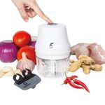 KONNEKT QuickBlend Mini Food Processor - 350ML BPA-FREE Bowl and Finger Peeler | Bundled Set - Wireless & Electric | Perfect for chopping Garlic, Onions, Meat and Baby Food | USB Charging (Grey)