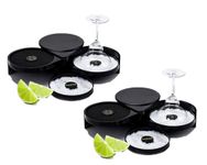 Salt Rimmer, Bar Glass Rimmer Margarita Salt Sugar Cocktail Rimmer 3 Tier Rotating Trays Bartender Tool for Bar, Clubs, and Home Parties (2 Pack)