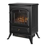 Russell Hobbs RHEFSTV1002B 1.85KW Freestanding Black Electric Stove Fire Heater with 2 Heat Settings, Adjustable Thermostat, 30m2 Room Size, 2 Year Guarantee