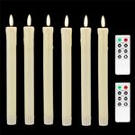 Fanna Ivory 10" Flameless Taper Candles for Christmas with 2 Remotes, Wax Dripping Battery Operated Led Candlesticks with Timer for Wedding and Home Decor, Warm White Light - Set of 6