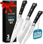 Cutluxe Chef Knife Set, 3 PCS Professional Chef's Knife Set – Razor Sharp German Steel, Full Tang, Ergonomic Handles - Artisan Series