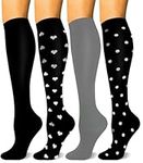HLTPRO 4 Pairs Copper Compression Socks for Women and Men 20-30mmHg - Circulation Support for Travel, Nurse, Running