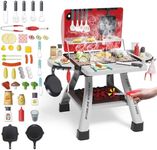 deAO Kids BBQ Grill Playset,23.6" Heigh Kitchen Toy with Realistic Smoke,Light with Toy Grill Toy,41PCS Kitchen Accessories Play Food Toy for Pretend Play Cooking for Kids