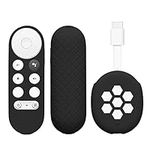 kwmobile Remote Cover Set Compatible with Google Chromecast 2020 4K (not for New-Generation) - Remote and Device Case 2 Piece Set - Black/Black