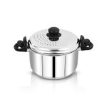Pigeon Stainless Steel Strainer Mate with Steamer SS Lid(3.7 Liter) - Cooking Strainer Pot for Pasta, Noodles, Vegetables, and Rice | Anti-Locking Design | Induction Base | 1 Year Warranty