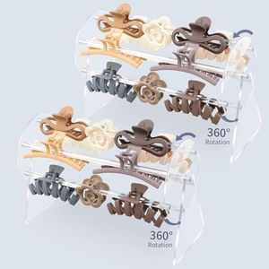SNOWSTAR 2PCS Acrylic Claw Clip Organizer Holder,360-Degree Rotating Claw Clip Holder and Storage,Hair Clip Organizer Display Clear Stand for Women and Girls