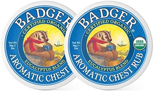 Badger - Aromatic Chest Rub, Eucalyptus & Mint, Certified Organic, Soothing Vapor Rub with Eucalyptus Essential Oils, Baby Chest Rub, Vapor Rub Ointment, 2 oz - 2-Pack